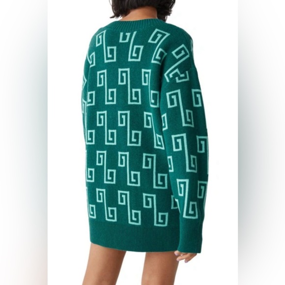 & Other Stories Oversize Jacquard Knit Wool Blend Sweater In Green Jaquard - Picture 3 of 12